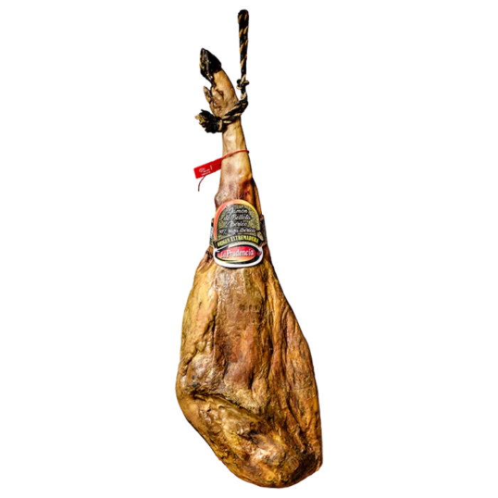JAMON IBERICO BELLOTA LA PRUDENCIA ΟΛΟΚΛΗΡΟ ΧΟΙΡΙΝΟ ΜΠΟΥΤΙ 48 ΜΗΝΩΝ ΜΕ ΟΣΤΟ ΚΟΚΚΙΝΗ ΕΤΙΚΕΤΑ 8-9kg