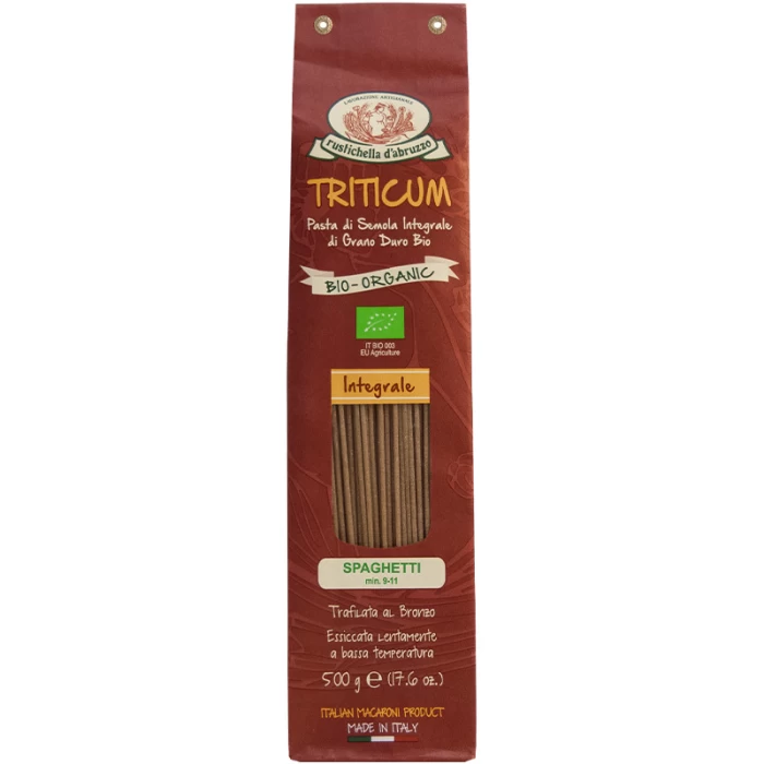 SPAGHETTI ΟΛΙΚΗΣ ΑΛΕΣΗΣ BIO RUSTICHELLA D'ABRUZZO ΑΠΟ 100% ΙΤΑΛΙΚΟ ΣΙΜΙΓΔΑΛΙ ΣΚΛΗΡΟΥ ΣΙΤΟΥ TRITICUM SENATORE CAPPELLI INTEGRALE 500gr