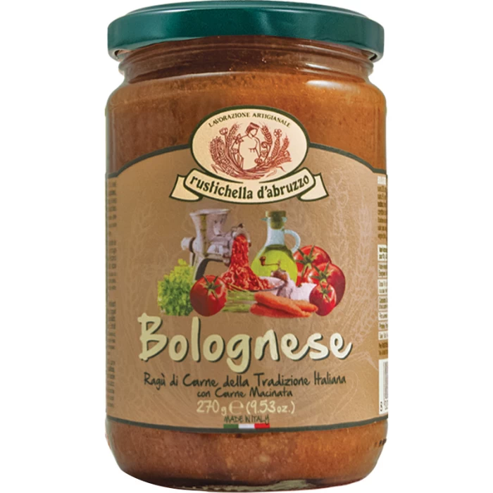 ΣΑΛΤΣΑ ΡΑΓΟΥ BOLOGNESE ΜΕ ΧΟΙΡΙΝΟ & ΜΟΣΧΑΡΙ RUSTICHELLA D'ABRUZZO 270gr