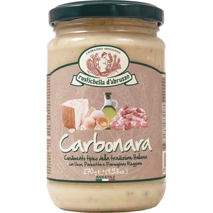 ΣΑΛΤΣΑ CARBONARA ΜΕ ΧΟΙΡΙΝΟ & ΕΛΑΙΟΛΑΔΟ RUSTICHELLA D'ABRUZZO 270gr